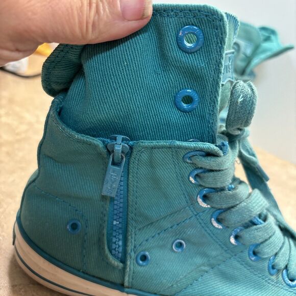 LEVIS SNEAKER HI TOP Green LACE UP  Cavas WOMEN 8 Zip 52475103E Rubber - Picture 6 of 11